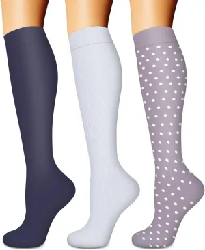 BLUEENJOY Compression Socks for Women & Men (3 pairs) - Best Support for Nurses, Running, Hiking, Recovery & Flight Socks