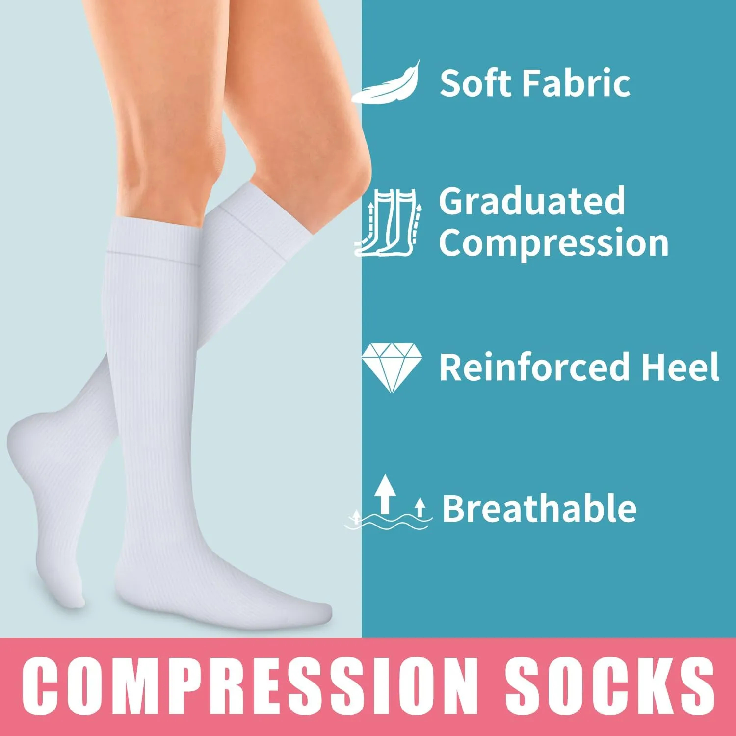 BLUEENJOY Compression Socks for Women & Men (3 pairs) - Best Support for Nurses, Running, Hiking, Recovery & Flight Socks