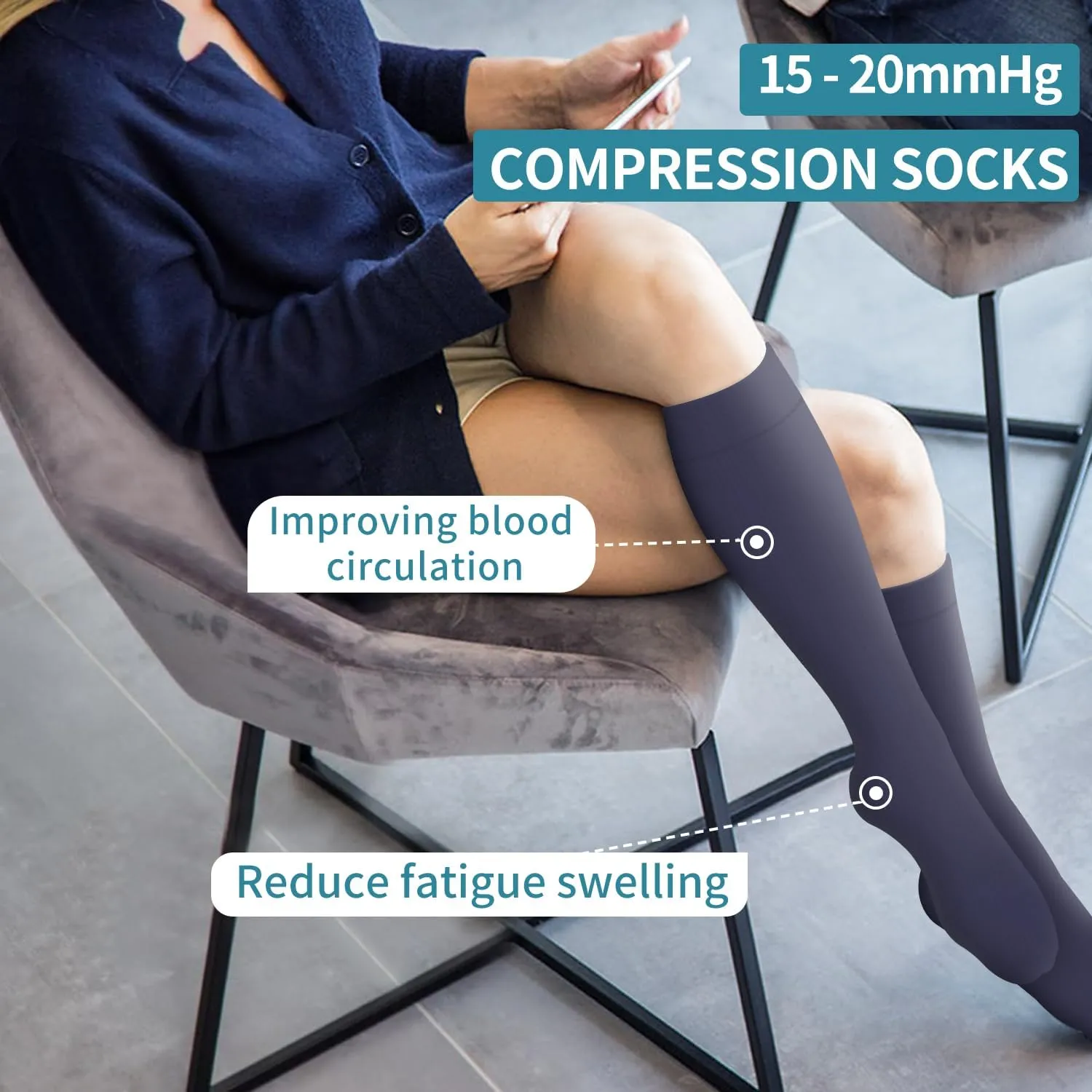 BLUEENJOY Compression Socks for Women & Men (3 pairs) - Best Support for Nurses, Running, Hiking, Recovery & Flight Socks