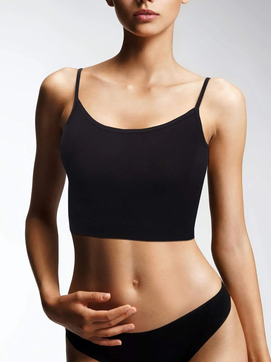 Boao 4 Pack Women's Cropped Tank Tops, Cotton Spaghetti Strap Crop Top Basic Sports Crop Cami Half Camisoles for Teen Girls