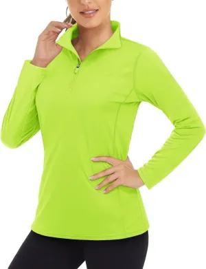 Boladeci Women's 1/4 Zip UPF 50  Sun Shirts Long Sleeve Golf Shirts UV Protection Lightweight Swim Athletic Tops Quick Dry
