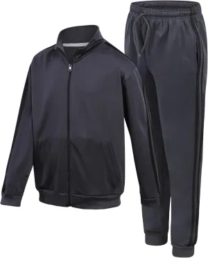 Boys' Tricot Jogger Set - 2 Piece Active Performance Zip-Up Tracksuit Set (Size: 4-18)