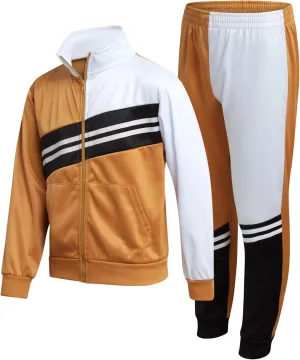 Boys' Tricot Jogger Set - 2 Piece Active Performance Zip-Up Tracksuit Set (Size: 4-18)