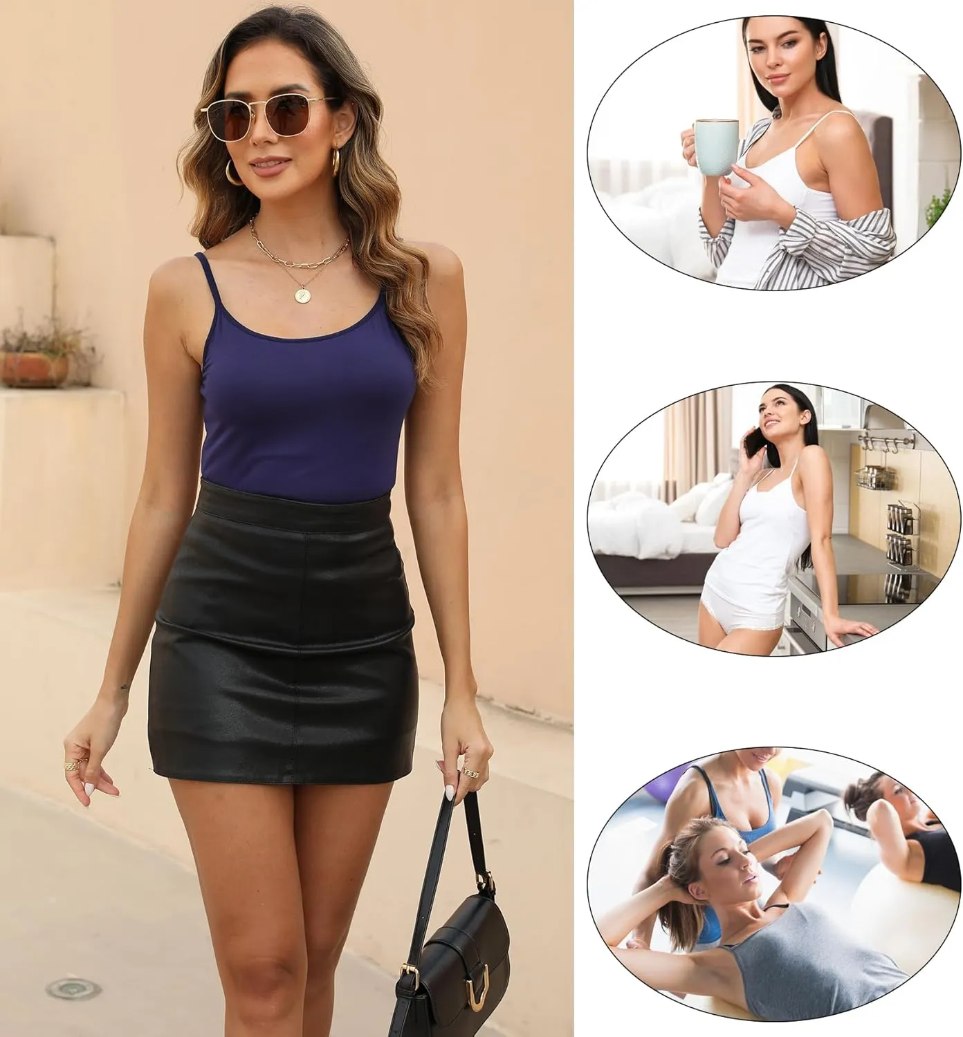 BQTQ 5 Pcs Women's Camisole Tank Top Undershirt Spaghetti Strap Basic Camisoles