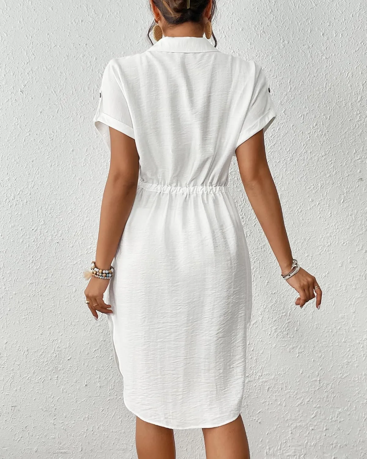 Bsubseach Women 2025 Swimsuit Coverup Button Bathing Suit Cover Ups Short Sleeve Shirt Cover Up Dress Beach Dress