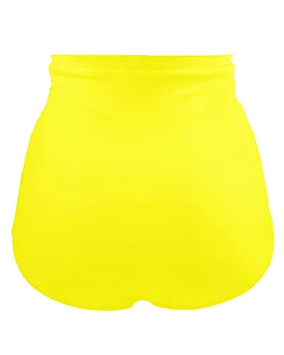 Chic High Waisted Swim Bottom Tummy Control Ruched Swim Shorts-Neon Yellow