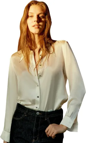 COLD POSH Silk Blouses for Women Long Sleeve Womens 100% Pure Silk Blouses Elegant Button Down Shirt Smooth Tops Cool Shirts