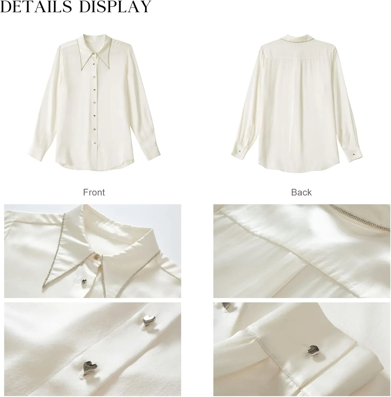 COLD POSH Silk Blouses for Women Long Sleeve Womens 100% Pure Silk Blouses Elegant Button Down Shirt Smooth Tops Cool Shirts
