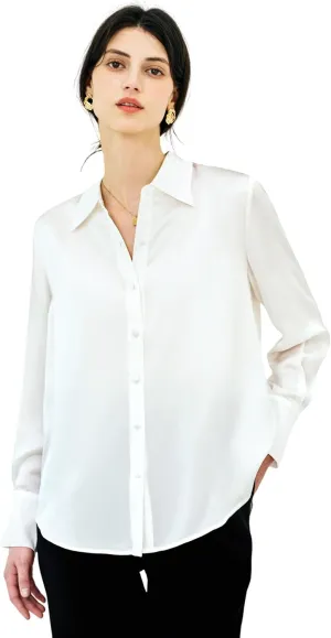 COLD POSH Silk Blouses for Women Long Sleeve Womens 100% Pure Silk Blouses Elegant Button Down Shirt Smooth Tops Cool Shirts