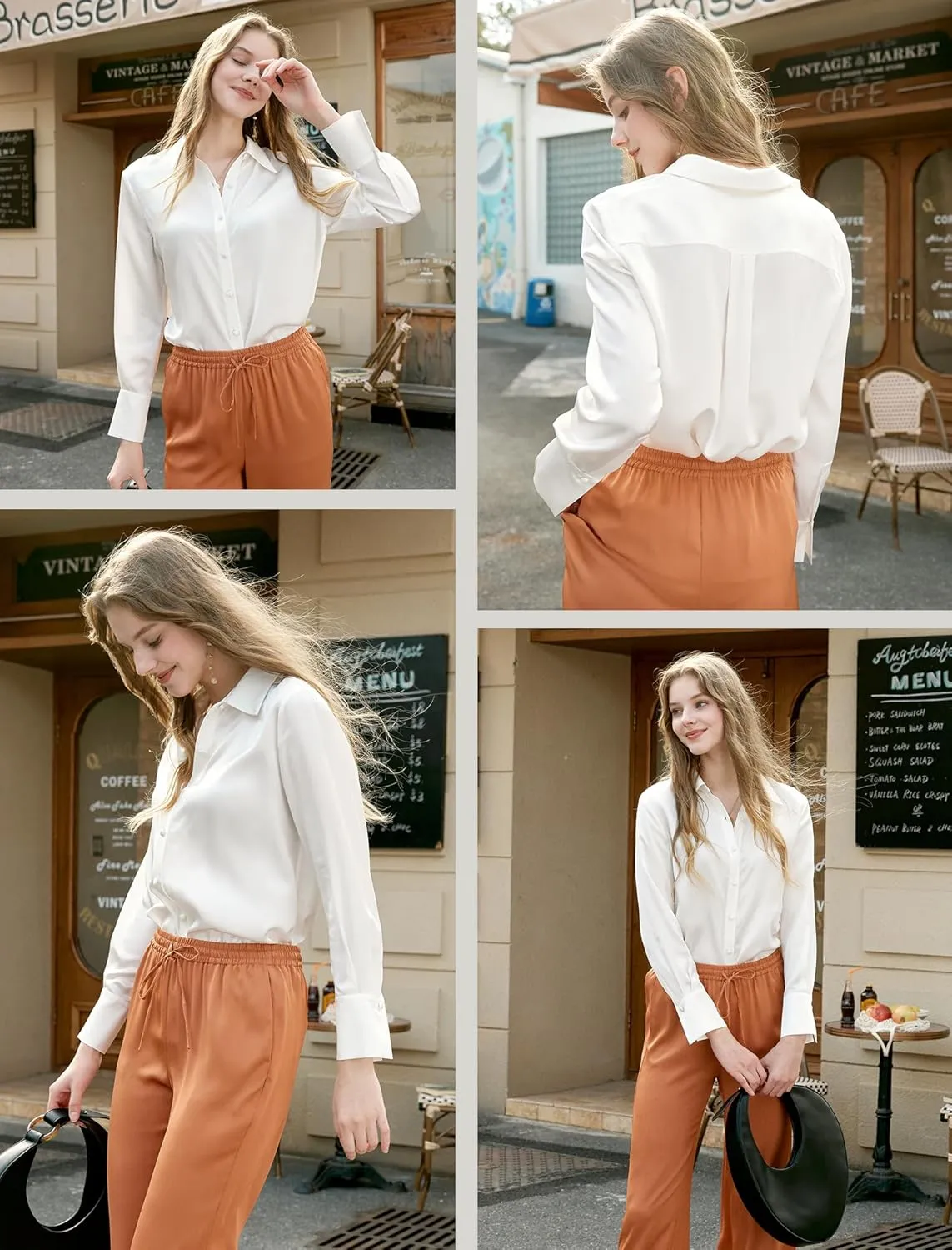 COLD POSH Silk Blouses for Women Long Sleeve Womens 100% Pure Silk Blouses Elegant Button Down Shirt Smooth Tops Cool Shirts