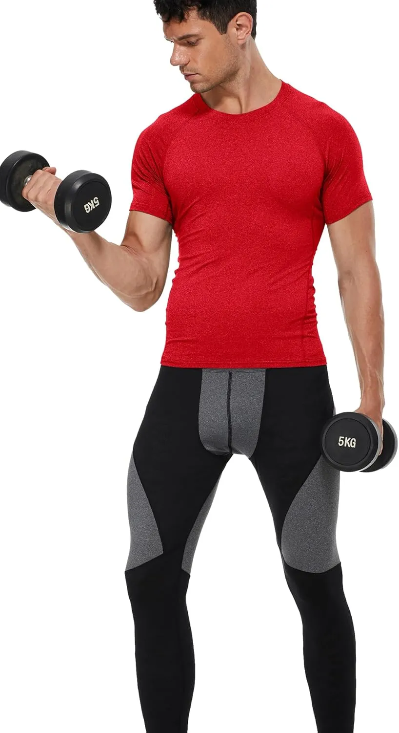 Compression Shirt Men Short Sleeve Cool Dry Workout Gym T-Shirt Breathable Athletic Sports Undershirts Running Tops