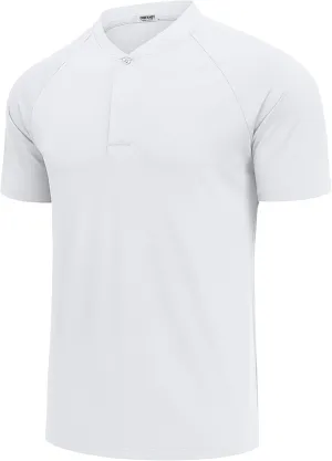 COOFANDY Men's Quick Dry Golf Polo Shirts Short Sleeve Henley Shirt Active Athletic Collarless Sports T Shirts