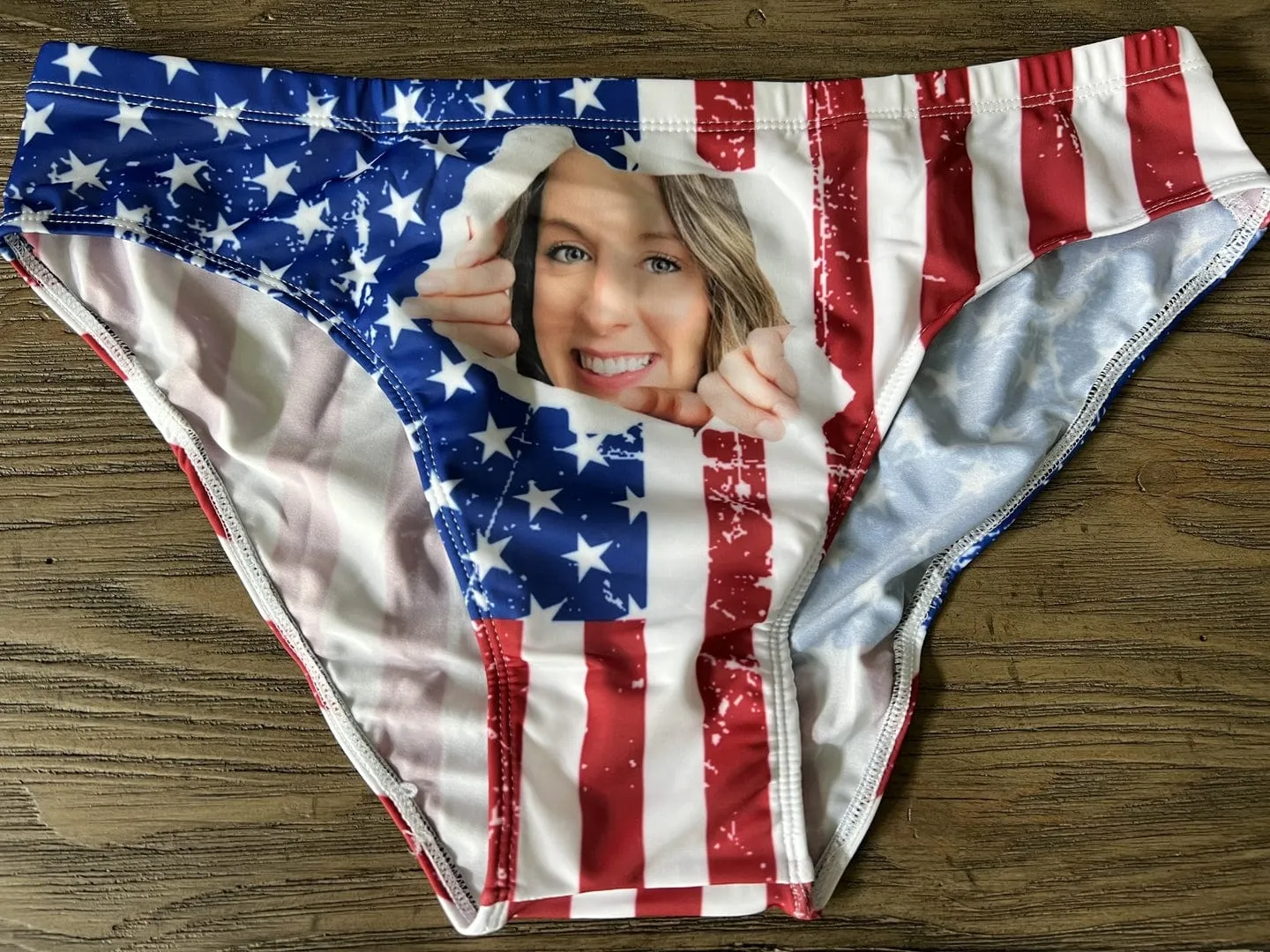 Custom Face on Triangle Swim Briefs Personalized Pineapple Men's Swim Shorts with Girlfriend's Face
