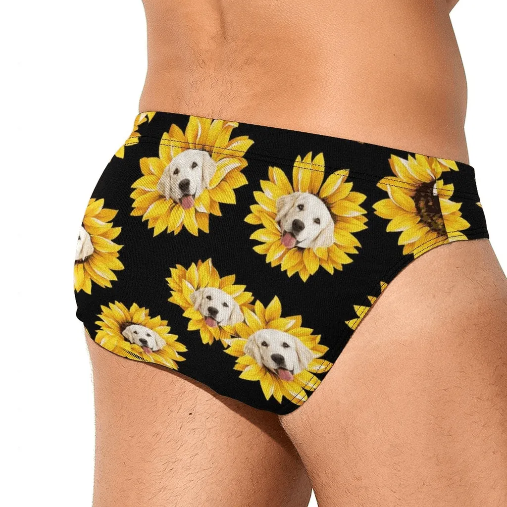 Custom Face on Triangle Swim Briefs Personalized Pineapple Men's Swim Shorts with Girlfriend's Face