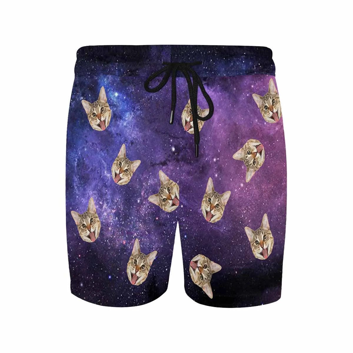 Custom Pet Face Swim Shorts Personalized Starry Sky Cat Men's Quick Dry Swim Shorts with Cat's Pictures