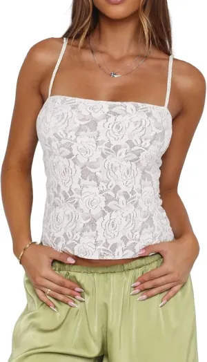 Danysu Lace Halter Tops Backless Tie Back Tank Top with Built in Bra Y2K Summer Going Out Tube Tops