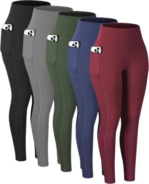 Diravo 5 Pack Workout Leggings for Women with Pockets - High Waisted Yoga Pants Women Tummy Control Gym Athletics Clothes