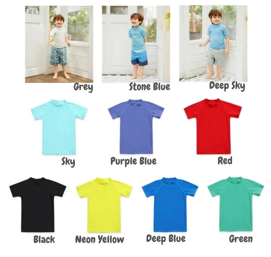 Diving Purple Blue Short Sleeve Swimsuit Top