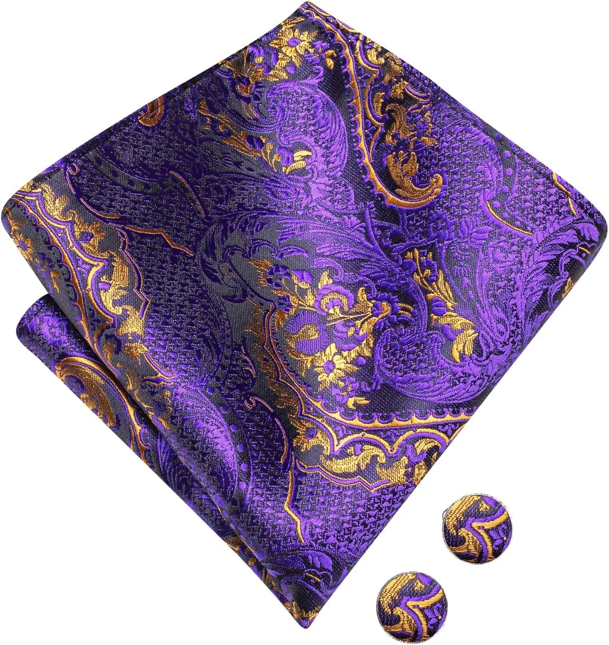 Dubulle Bowtie for Men Paisley Floral Mens Pretied Bowtie and Lapel Pin Set Pocket Square Cufflinks Wedding
