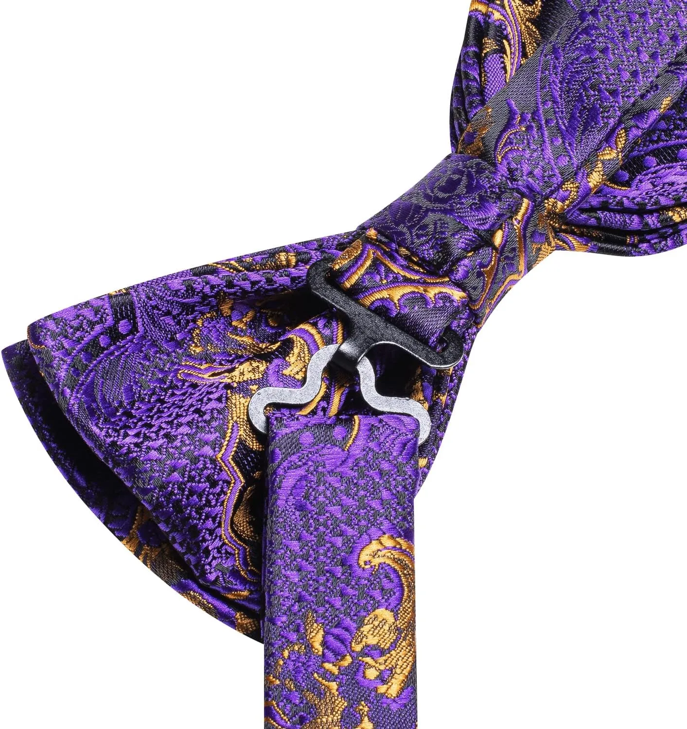 Dubulle Bowtie for Men Paisley Floral Mens Pretied Bowtie and Lapel Pin Set Pocket Square Cufflinks Wedding