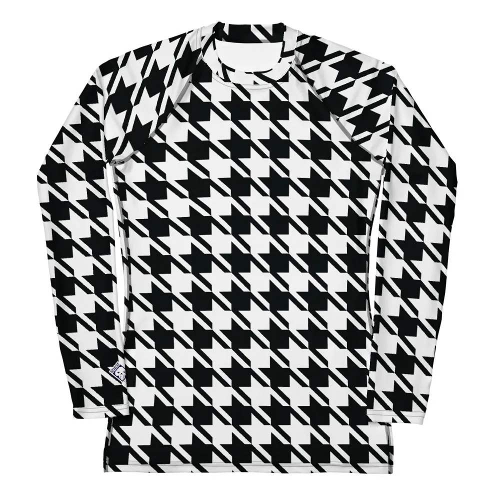 Elevate Your Training: Houndstooth Long Sleeve BJJ Rash Guard for Women