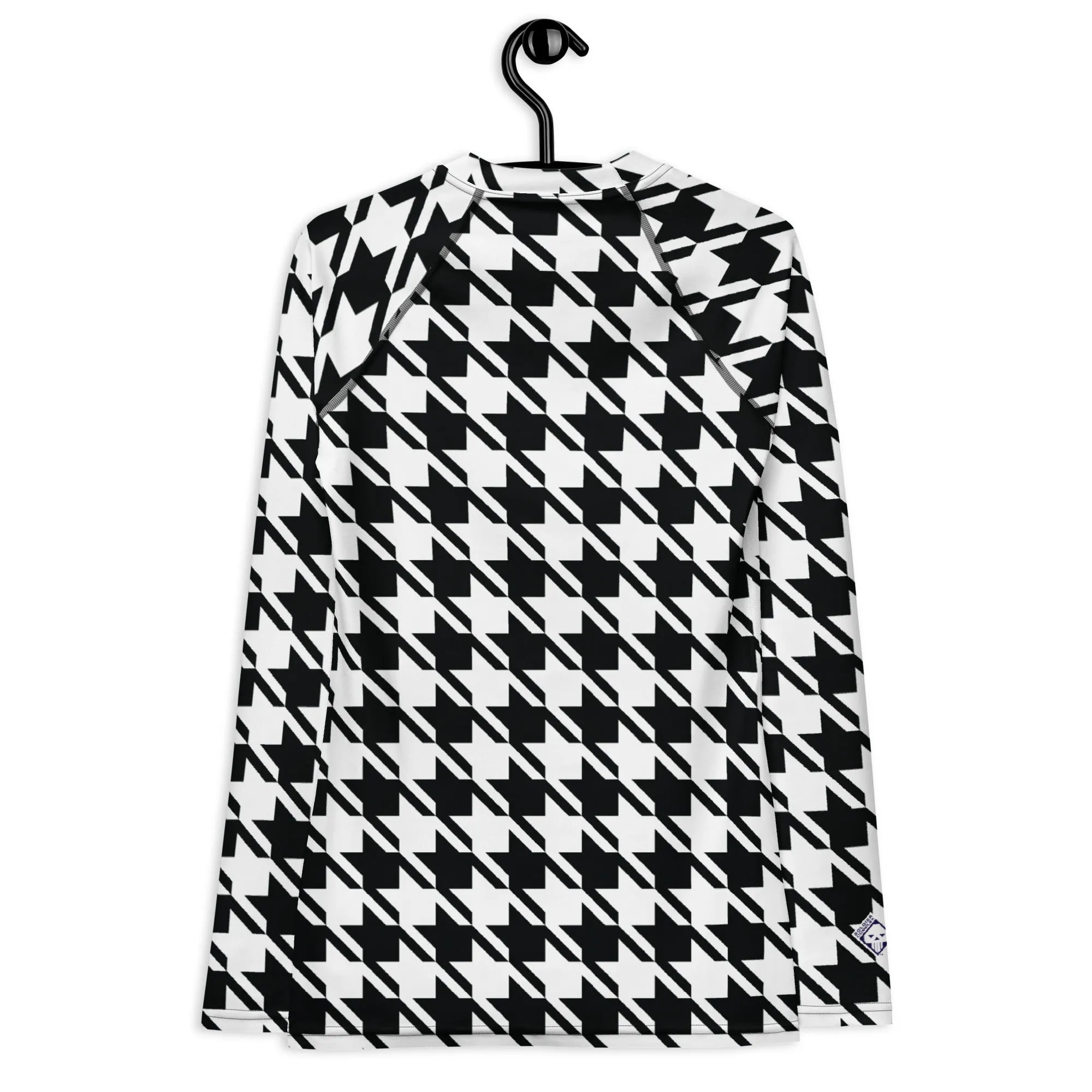 Elevate Your Training: Houndstooth Long Sleeve BJJ Rash Guard for Women