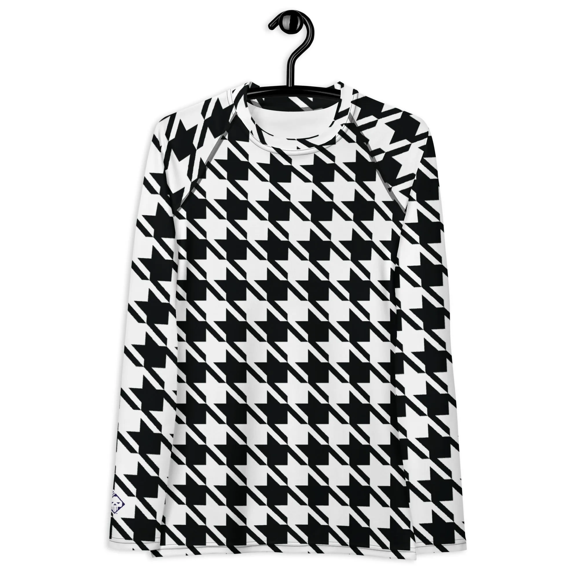 Elevate Your Training: Houndstooth Long Sleeve BJJ Rash Guard for Women
