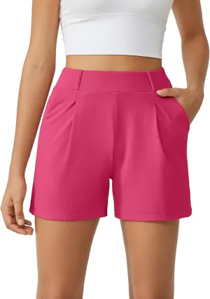 G4Free 2025 Trendy Shorts for Women Dressy Casual High Waisted Lounge Summer Pleated Shorts with Pockets