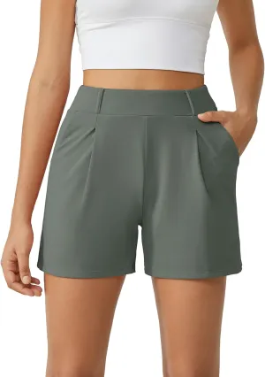 G4Free 2025 Trendy Shorts for Women Dressy Casual High Waisted Lounge Summer Pleated Shorts with Pockets