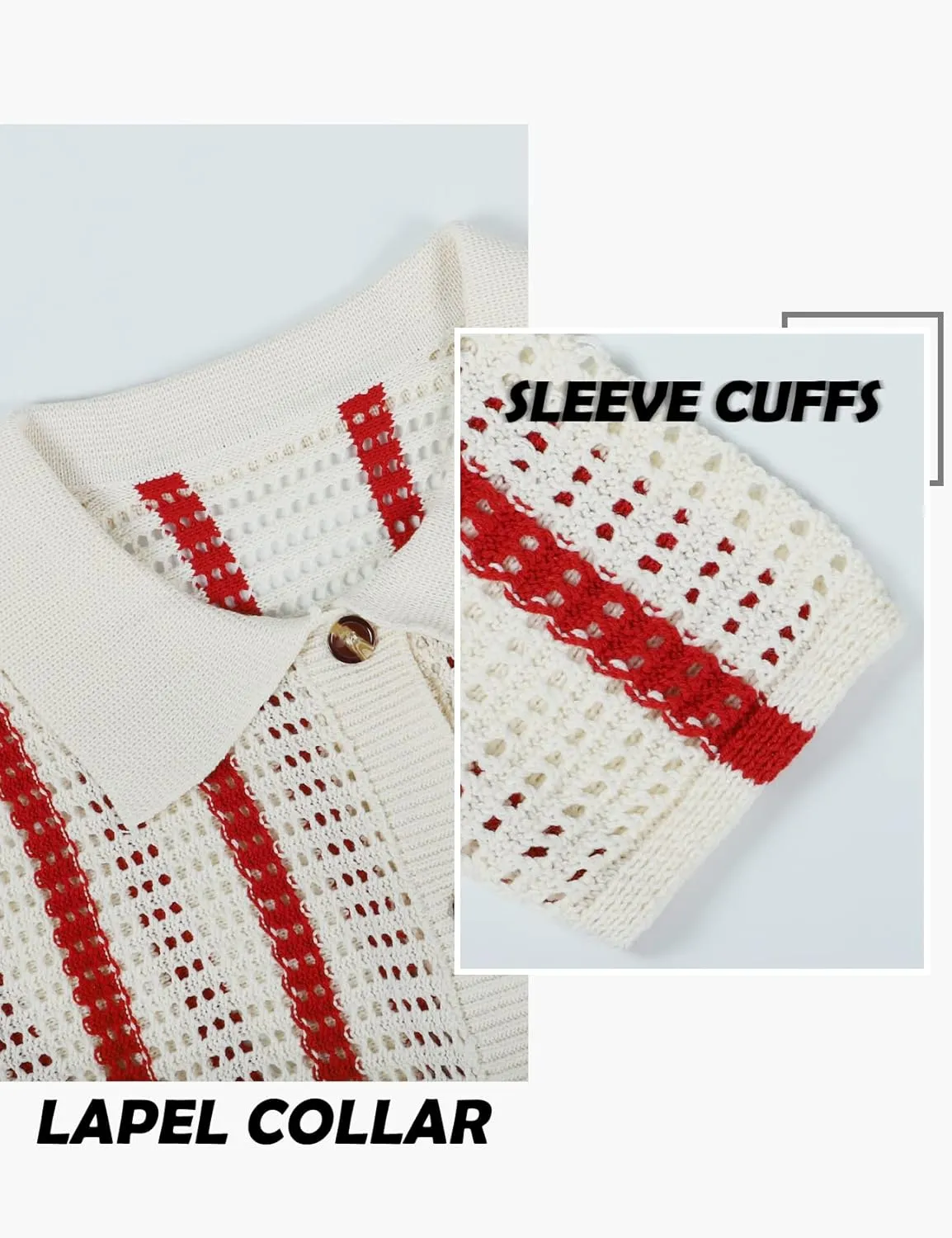 Gihuo Women' s Y2K 2 Piece Knit Outfits Striped Sweater Shorts Set Color Block Long Sleeve Button Up Shirts Shorts