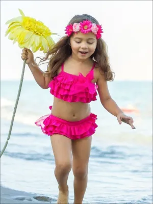 Girls Ruffled Two Piece Tankini