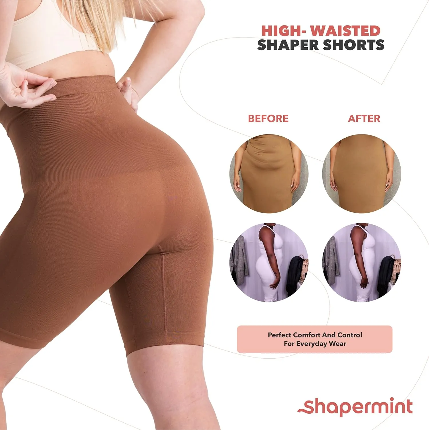 High Waisted Body Shaper Shorts Shapewear for Women Tummy Control Thigh Slimming Technology