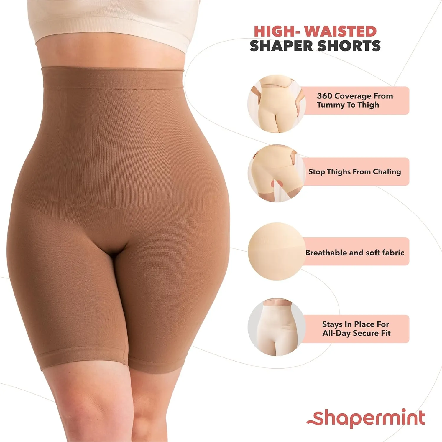 High Waisted Body Shaper Shorts Shapewear for Women Tummy Control Thigh Slimming Technology