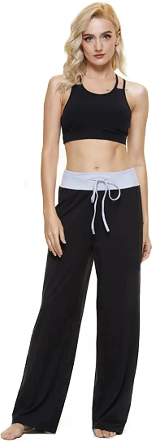 iniber Women's Comfy Pajama Pants Long Casual Drawstring Palazzo Lounge Pants Soft Wide Leg Bottoms