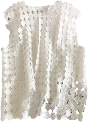 JXQXHCFS Women Cotton Crochet Lace Tops Pattern Sleeveless Openwork Casual Loose Vest French Style Pointelle Knit Tops