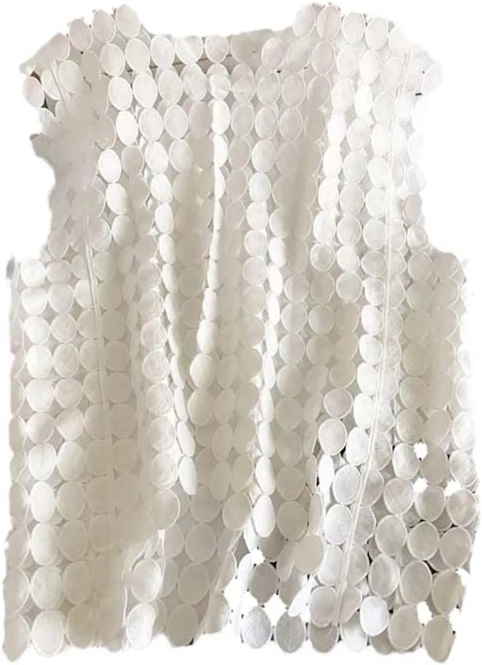 JXQXHCFS Women Cotton Crochet Lace Tops Pattern Sleeveless Openwork Casual Loose Vest French Style Pointelle Knit Tops