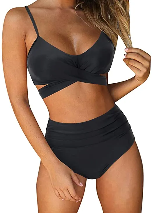 Ladies High Waist String 2 Piece Swimsuit