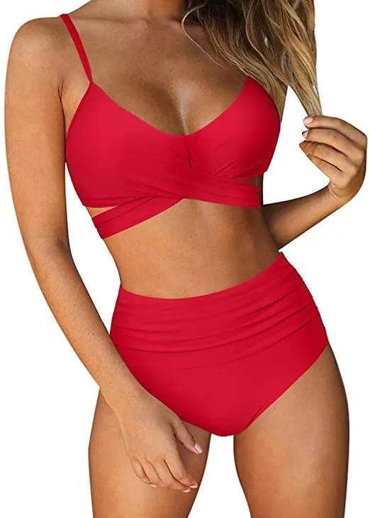 Ladies High Waist String 2 Piece Swimsuit