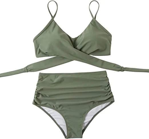 Ladies High Waist String 2 Piece Swimsuit