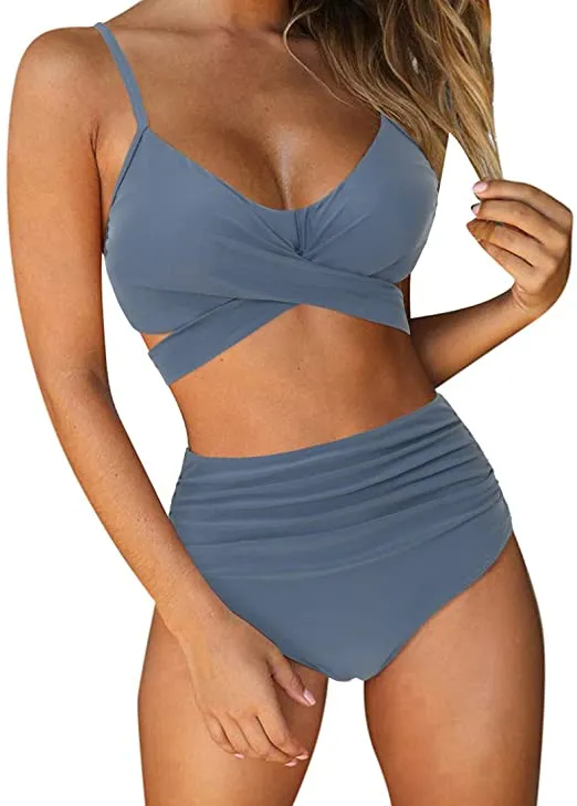 Ladies High Waist String 2 Piece Swimsuit