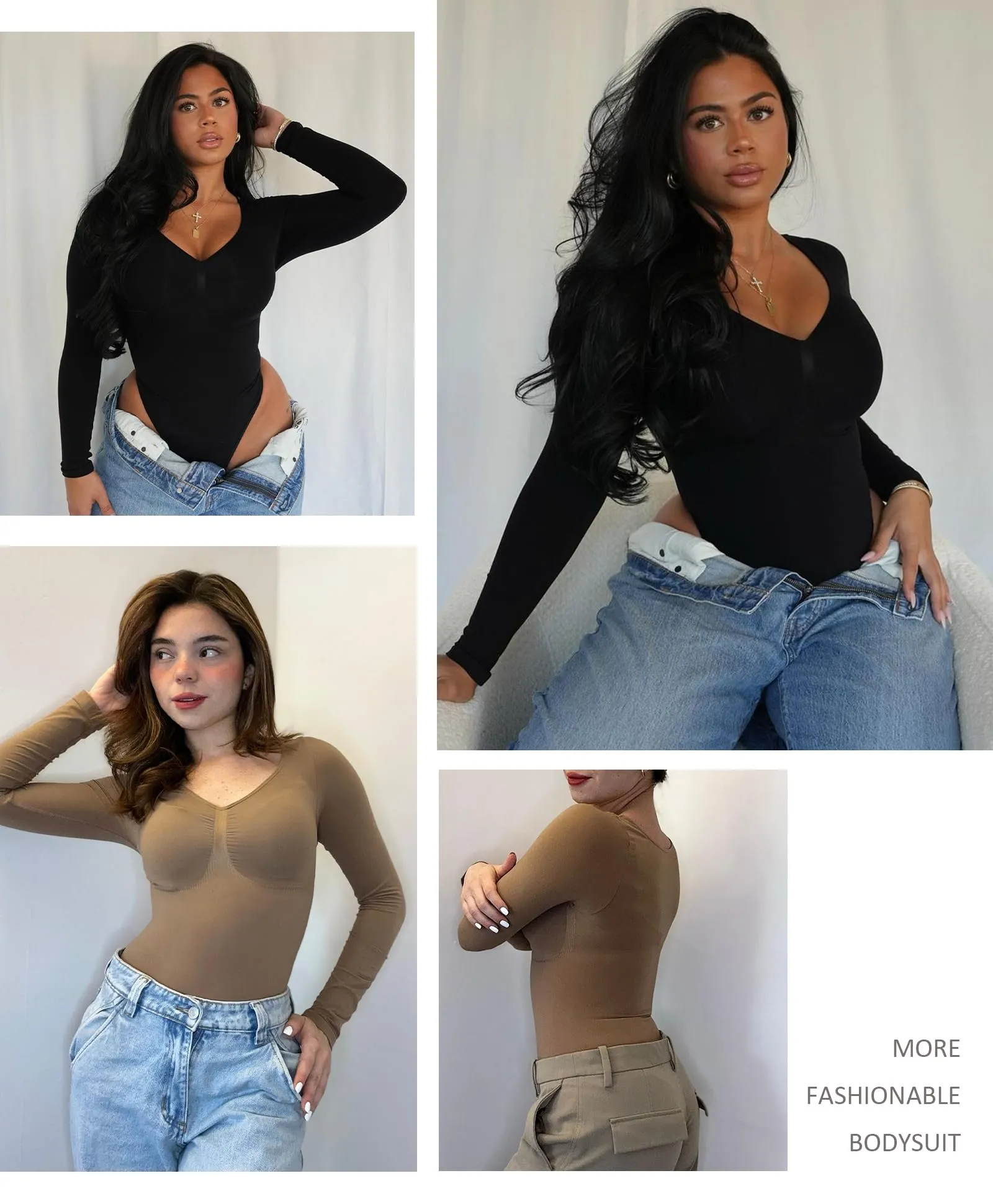 LilyLove® Seamless Long Sleeve V-Neck Sculpting Bodysuit