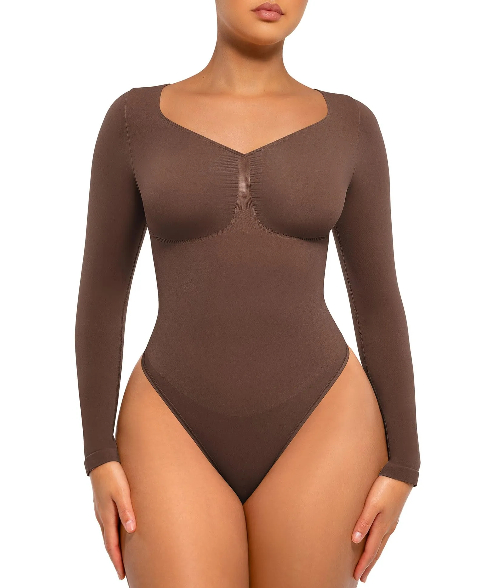 LilyLove® Seamless Long Sleeve V-Neck Sculpting Bodysuit