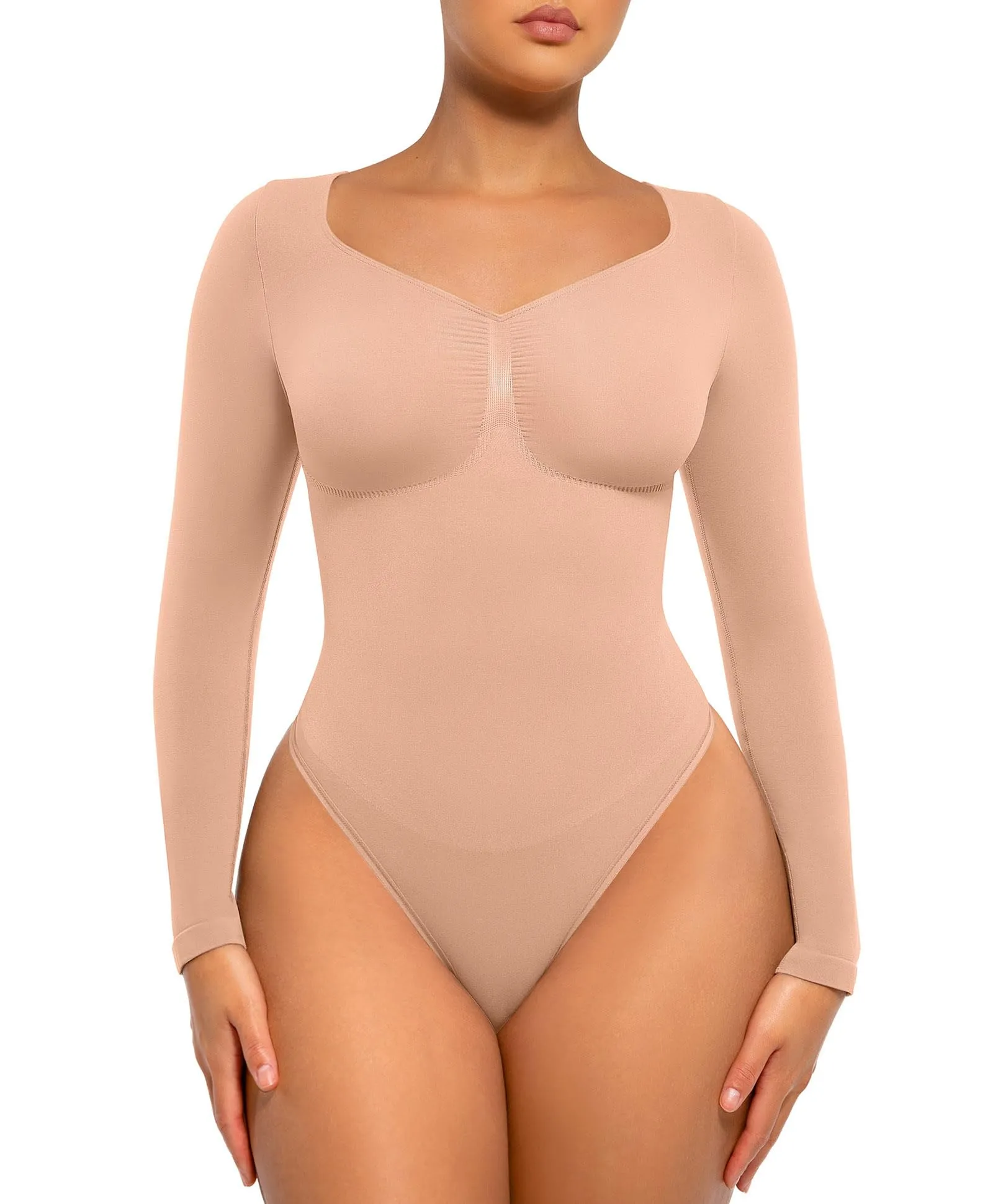 LilyLove® Seamless Long Sleeve V-Neck Sculpting Bodysuit