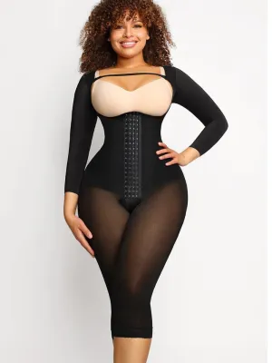 Long Sleeve Shapewear Bodysuit with U-Shape Bust Support