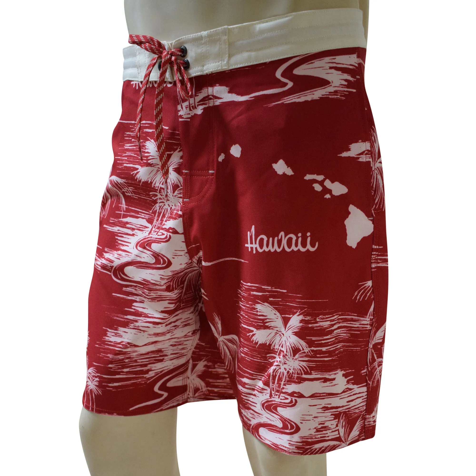 Map 4 Men's Lasso Waist Boardshorts with Pockets, Quick Dry Board Shorts, Beach Shorts, Swim Trunks, Sportwear