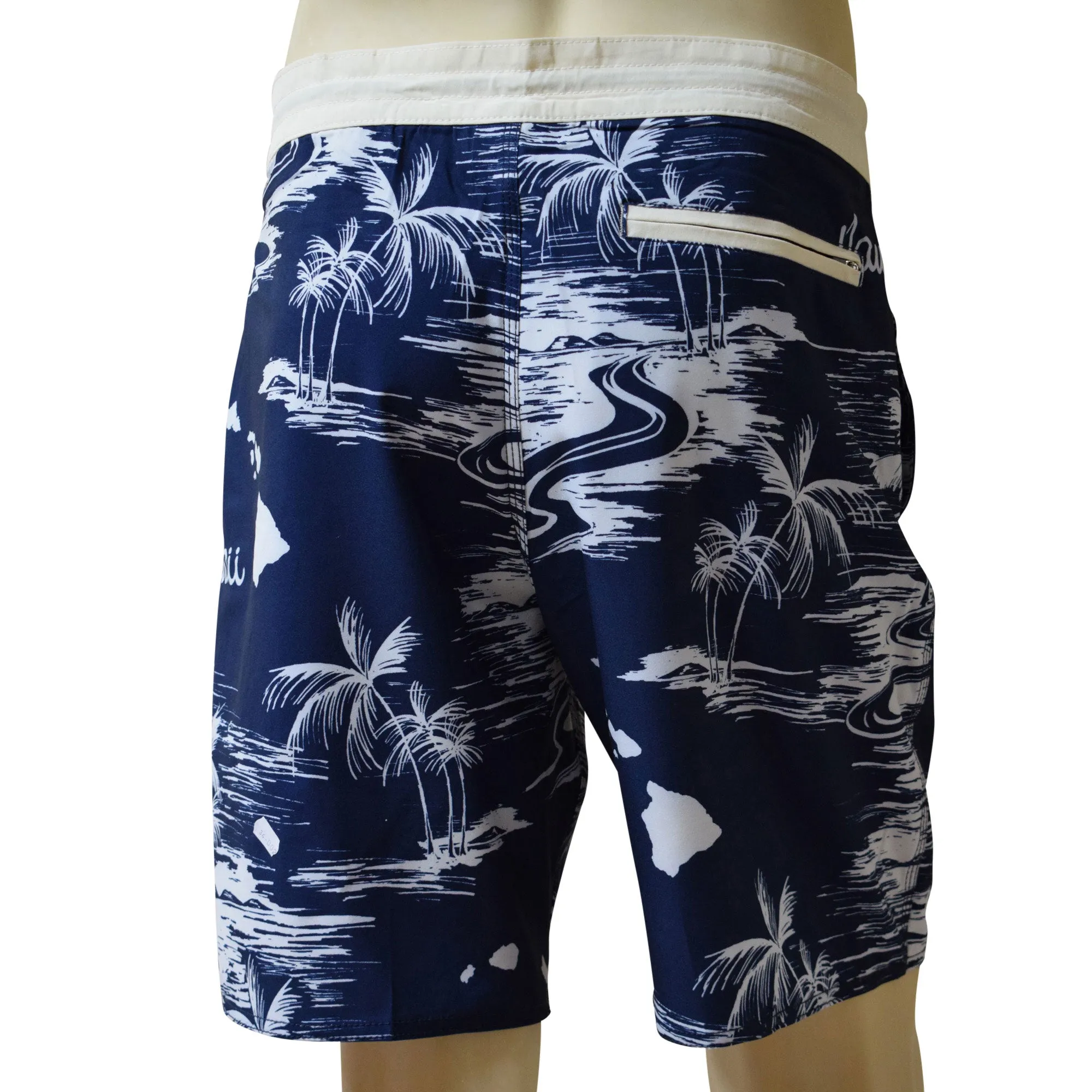 Map 4 Men's Lasso Waist Boardshorts with Pockets, Quick Dry Board Shorts, Beach Shorts, Swim Trunks, Sportwear