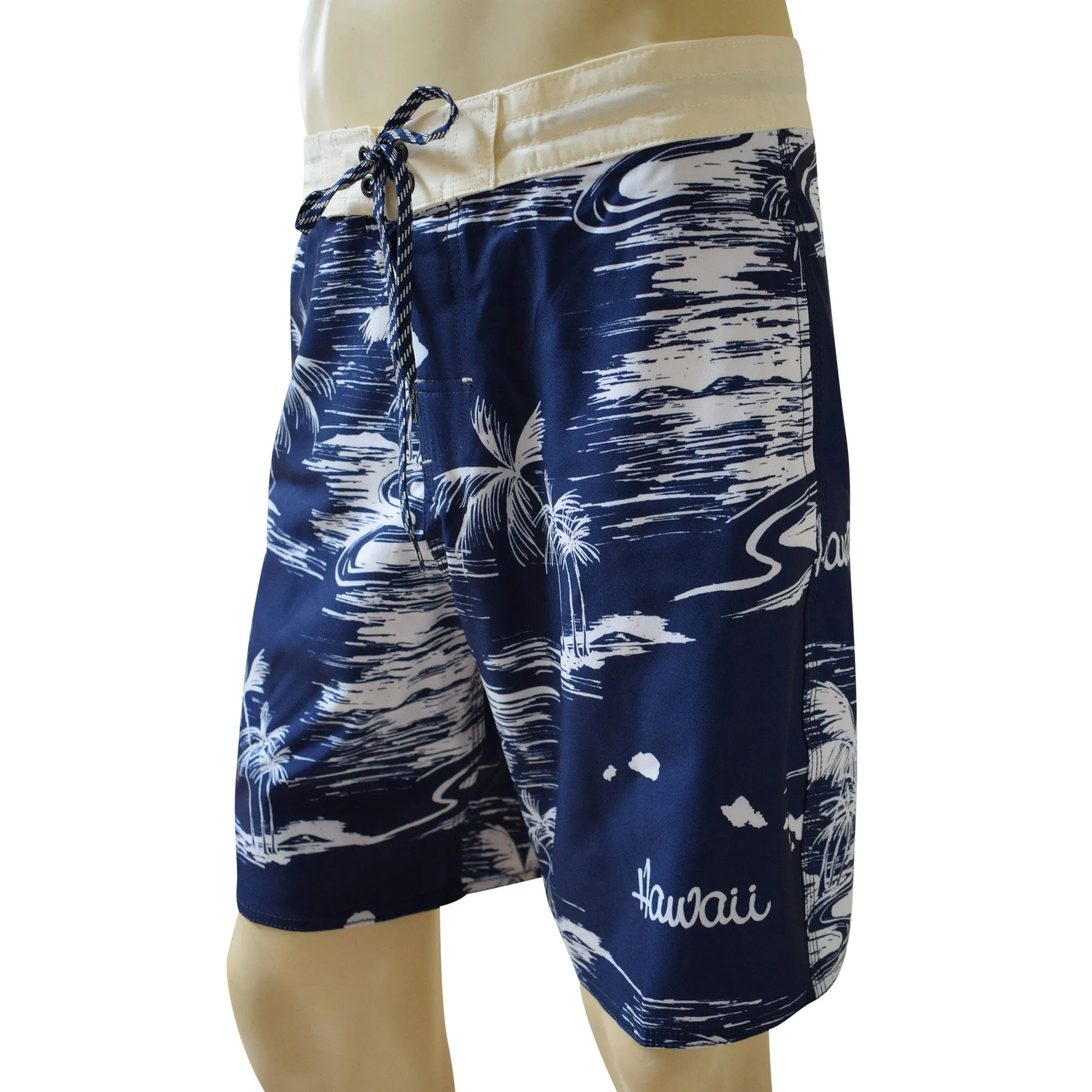 Map 4 Men's Lasso Waist Boardshorts with Pockets, Quick Dry Board Shorts, Beach Shorts, Swim Trunks, Sportwear