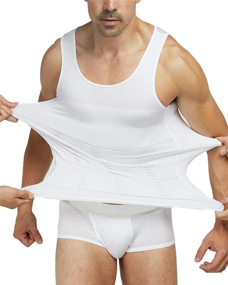 Mens Body Shaper Slimming Shirt Compression Tank Vest