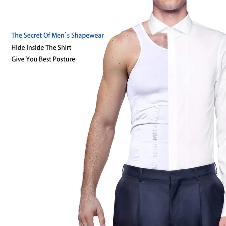 Mens Body Shaper Slimming Shirt Compression Tank Vest