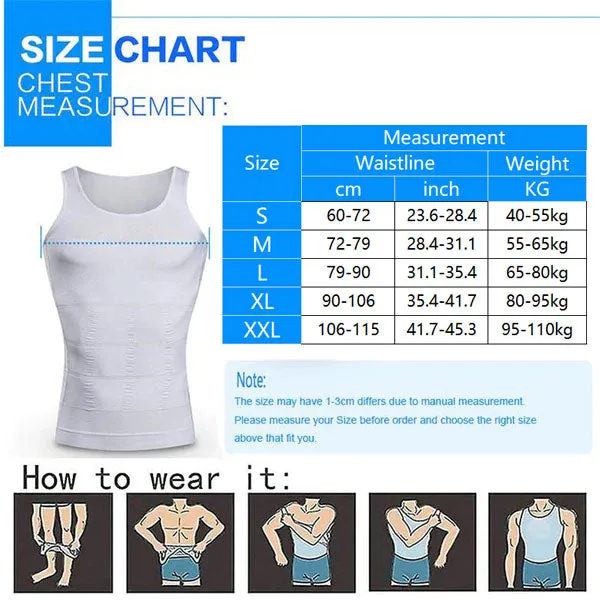Mens Body Shaper Slimming Shirt Compression Tank Vest